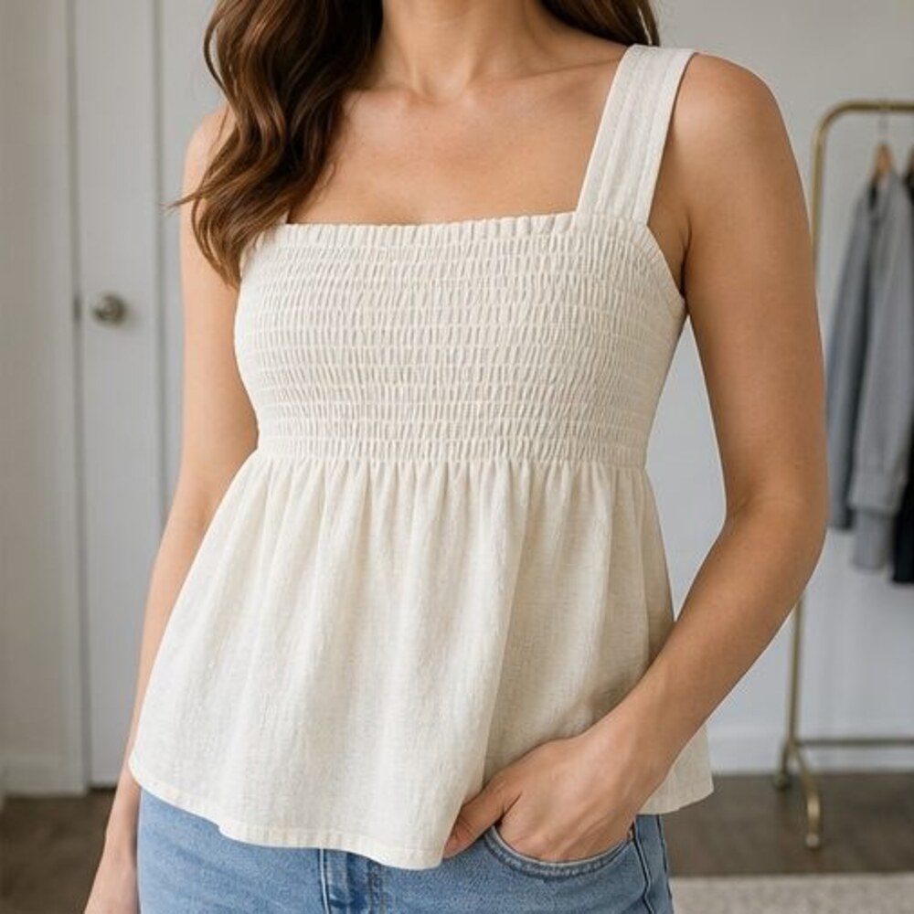 Cream Smocked Top - Picture 2 of 6